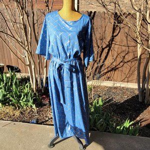 SHEIN Blue and Gold Midi Dress
